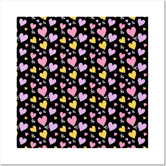 Seamless Pattern design with heart shapes Wall Art by Ddalaland